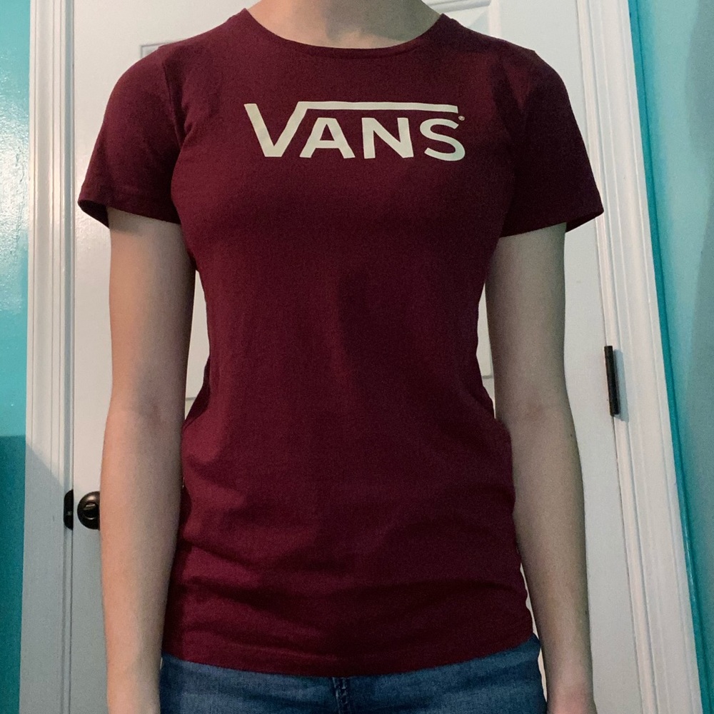 Burgundy Vans short sleeve